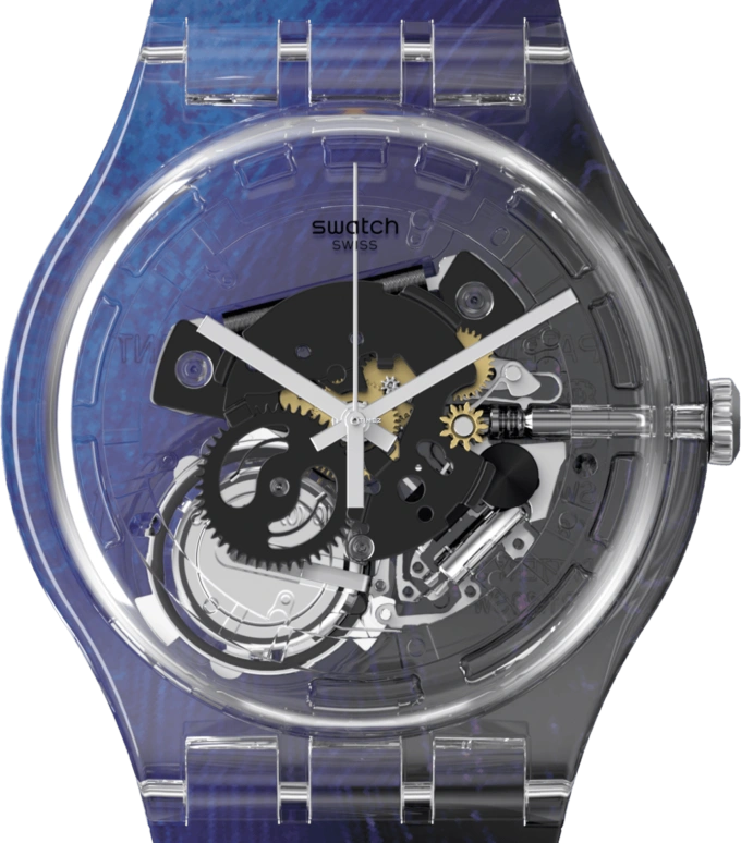 Swatch,Originals 41mm,41mm,Plastic,Transparent,Quartz,Sapphire,Crystal Glass,Round,SUOK136,SUOK136-049