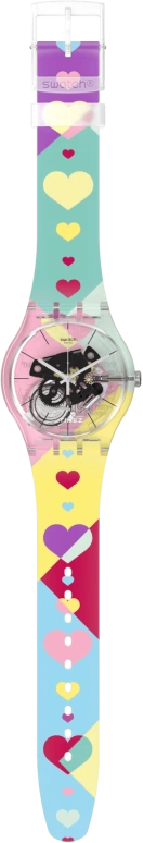 Swatch,Other 41mm,41mm,Plastic,Green,Yellow,Quartz,Tonneau,Transparent,SUOK144,SUOK144-010