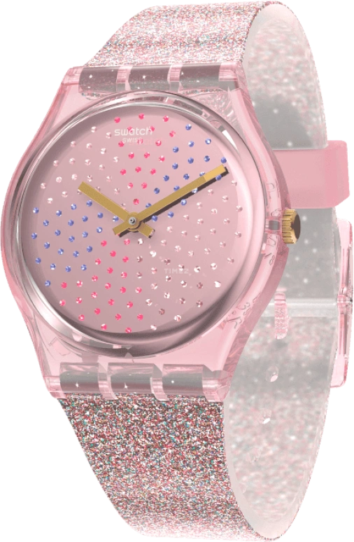 Swatch,Originals 34mm,34mm,Plastic,Pink,Sapphire,Crystal Glass,GP168