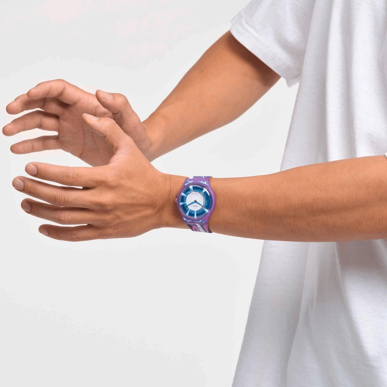 Swatch,Originals 41mm,41mm,Plastic,White,Blue,Quartz,Sapphire,Crystal Glass,Round,SUOZ345