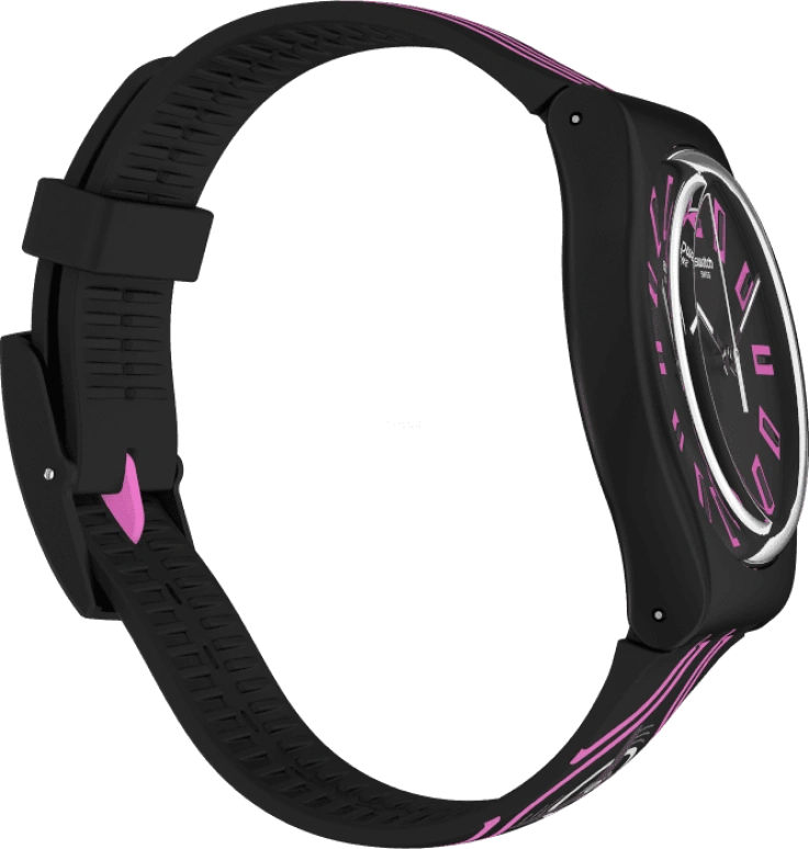 Swatch,Originals 41mm,41mm,Plastic,Black,Pink,Sapphire,Crystal Glass,SUOB146C