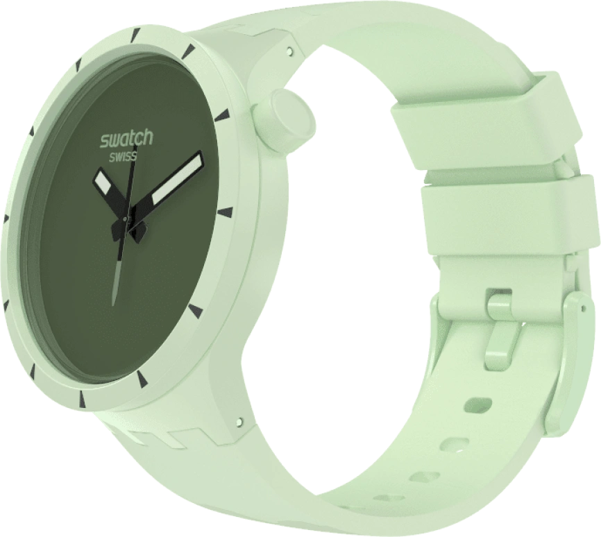 Swatch,THE BOLD 47mm,47mm,Bioceramic,Ceramic,Green,Quartz,Sapphire,Crystal Glass,Round,SB03G100