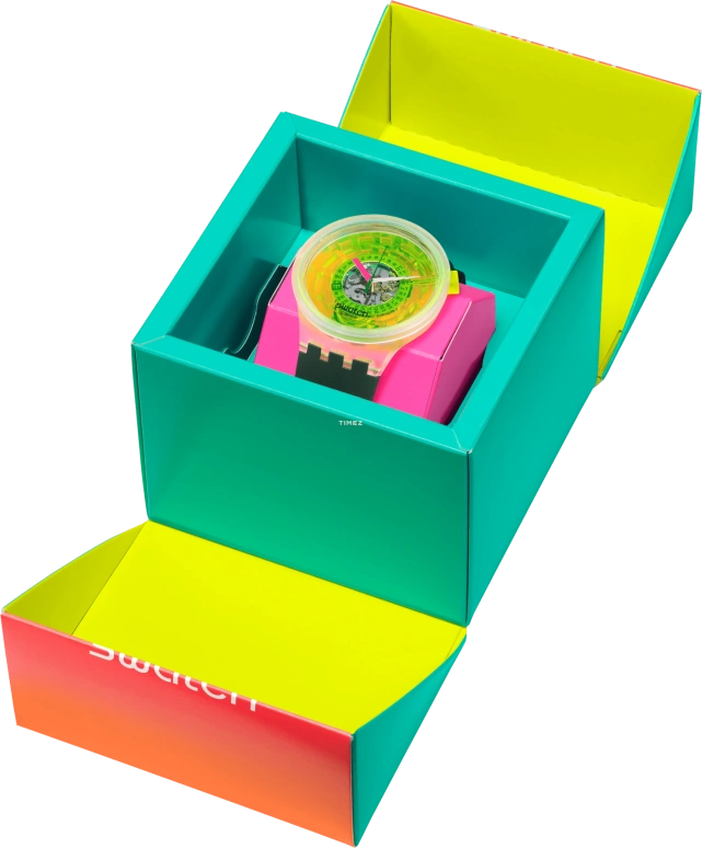 Swatch,NEON 47mm,47mm,Bio-sourced,Yellow,Quartz,Day,Sapphire,SB05K400