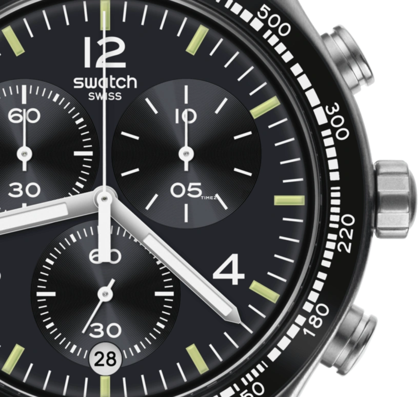 Swatch,IRONY 43mm,43mm,Stainless Steel,Black,Quartz,Chronograph,Day,YVS444GC