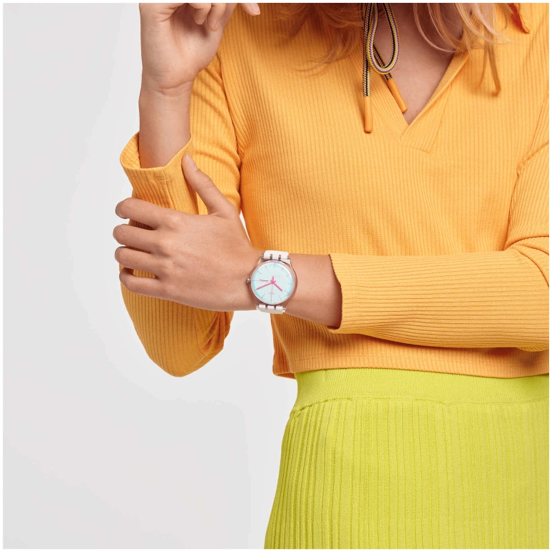 Swatch,Originals 41mm,41mm,Plastic,Blue,Pink,Sapphire,Crystal Glass,SUOK713