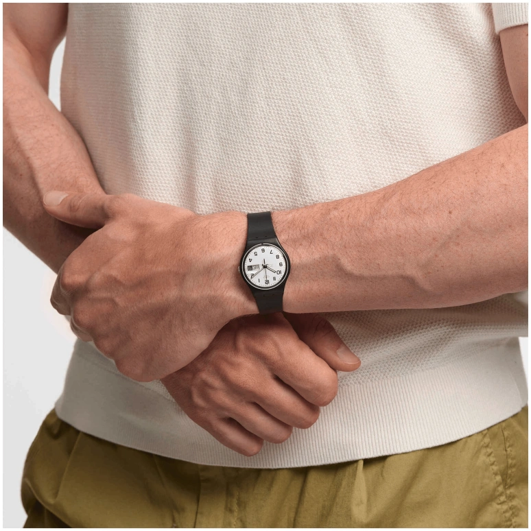 Swatch,Originals 34mm,34mm,Plastic,White,Quartz,Date,Day,GB743,GB743-S26