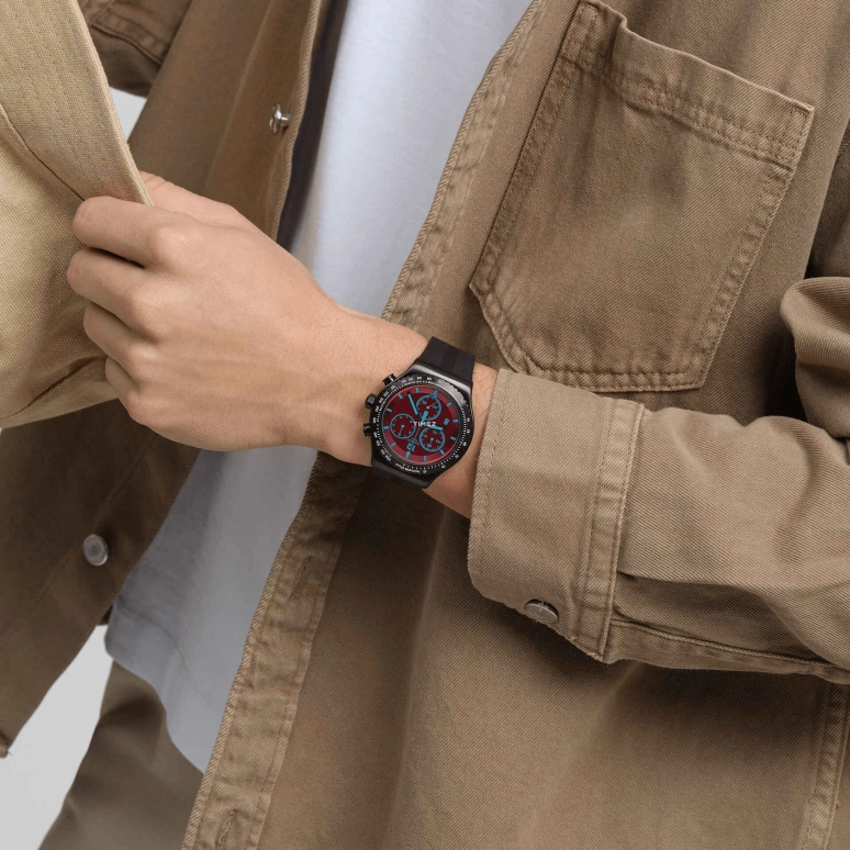 Swatch,Swatch Essentials 43mm,43mm,Stainless Steel,Red,Quartz,Chronograph,Day,YVB417