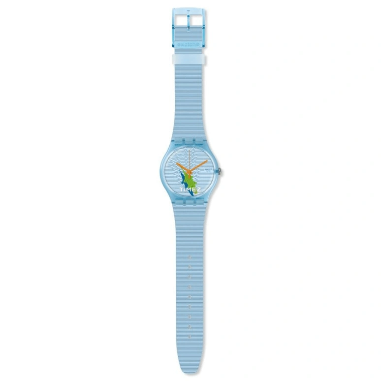 Swatch,Originals 41mm,41mm,Plastic,Blue,Quartz,Round,Ice Blue,SUOS107