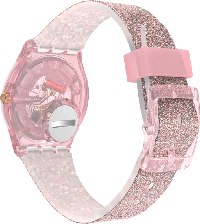 Swatch,Originals 34mm,34mm,Plastic,Pink,Sapphire,Crystal Glass,GP168