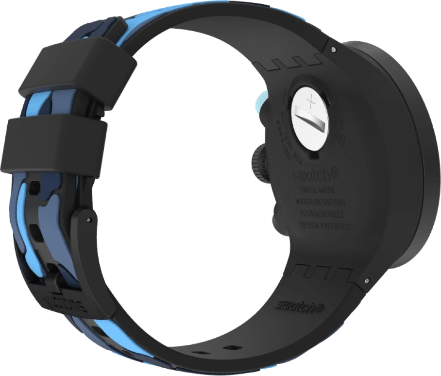 Swatch,THE BOLD 47mm,47mm,Plastic,Black,Sapphire,Crystal Glass,Closed,SB02B408
