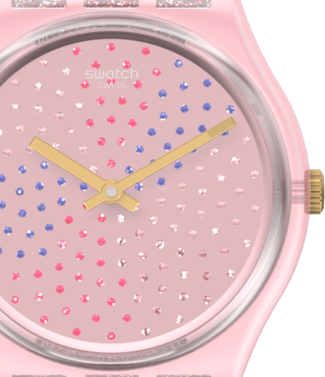 Swatch,Originals 34mm,34mm,Plastic,Pink,Sapphire,Crystal Glass,GP168
