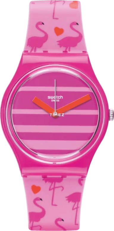 Swatch,Other 34mm,34mm,Plastic,Pink,Quartz,Round,GP144