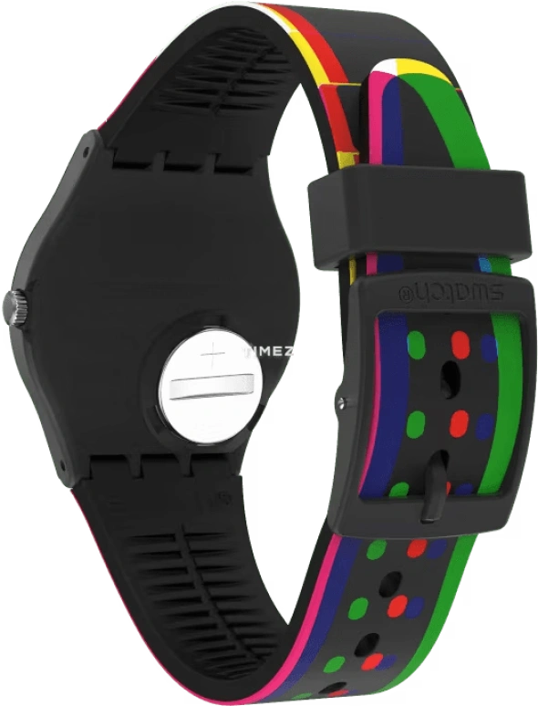 Swatch,Originals 34mm,34mm,Plastic,Black,Quartz,Tonneau,GB333
