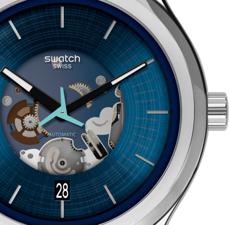 Swatch,IRONY 42mm,42mm,Stainless Steel,Blue,Open,YIS430