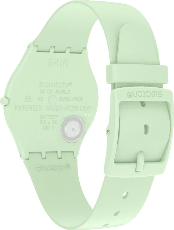 Swatch,SKIN 34mm,34mm,Ceramic,Green,Quartz,Round,Cyan,SS09G101