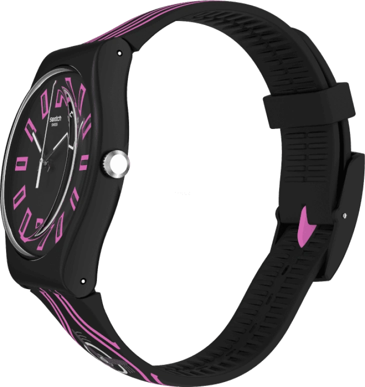 Swatch,Originals 41mm,41mm,Plastic,Black,Pink,Sapphire,Crystal Glass,SUOB146C