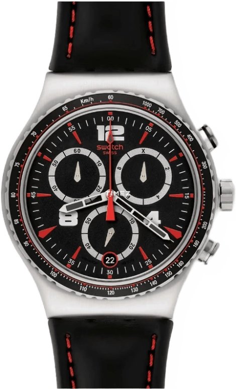Swatch,IRONY 43mm,43mm,Stainless Steel,Black,Quartz,Chronograph,Day,YVS404