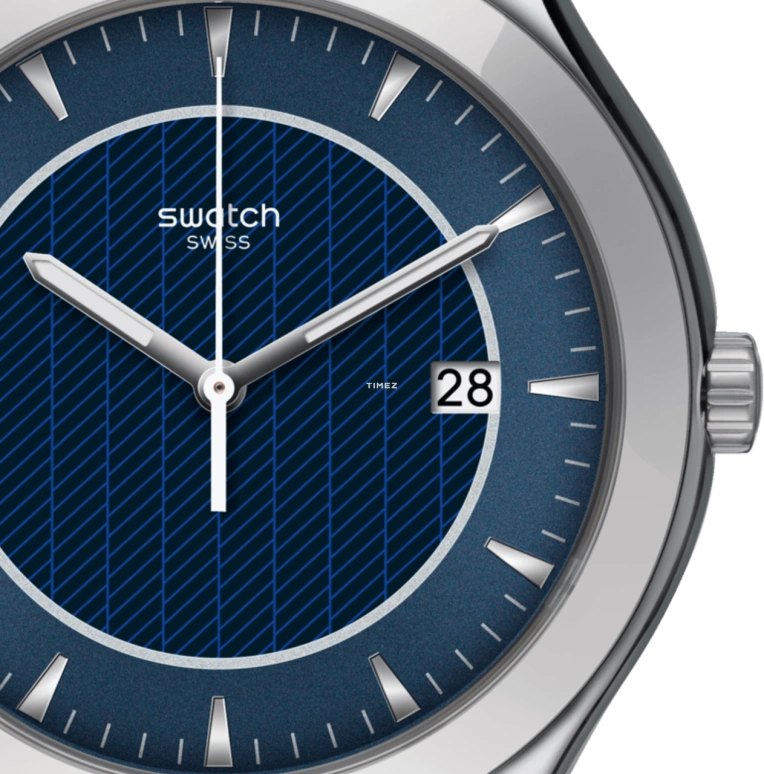 Swatch,IRONY 42.70mm,42.70mm,Stainless Steel,Blue,Quartz,Day,Tonneau,YWS449M