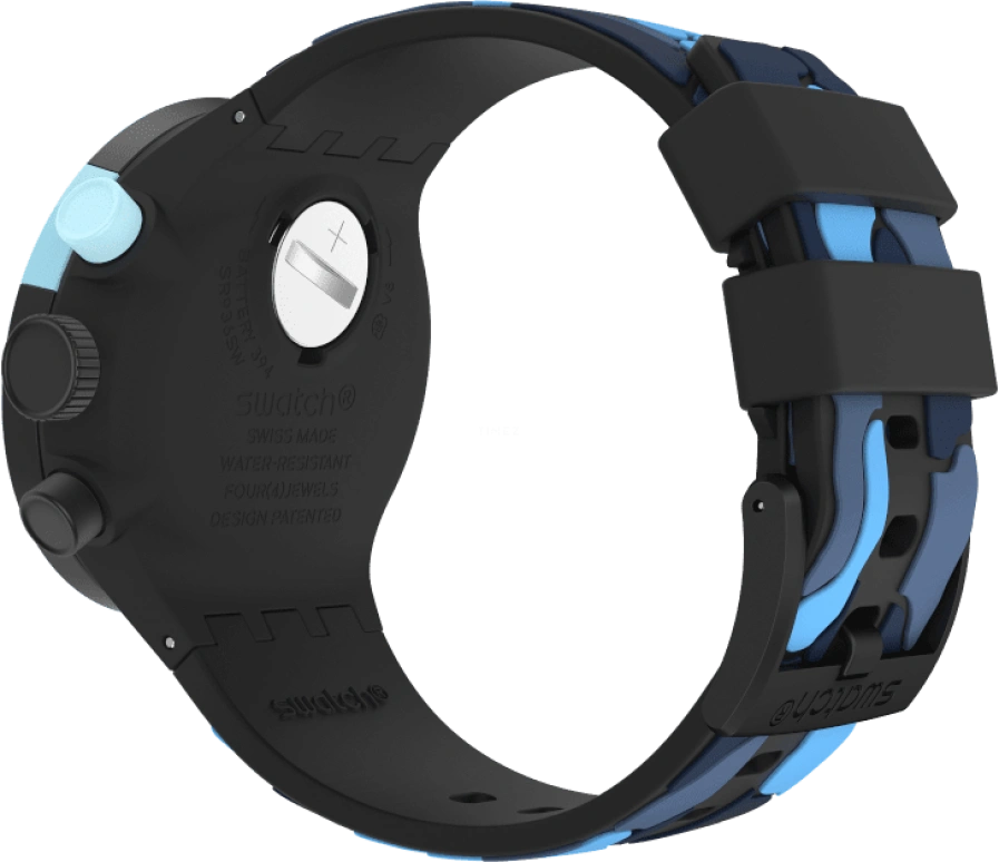 Swatch,THE BOLD 47mm,47mm,Plastic,Black,Sapphire,Crystal Glass,Closed,SB02B408