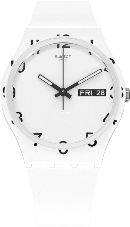 Swatch,Originals 39.20mm,39.20mm,Plastic,White,Sapphire,Crystal Glass,GW716