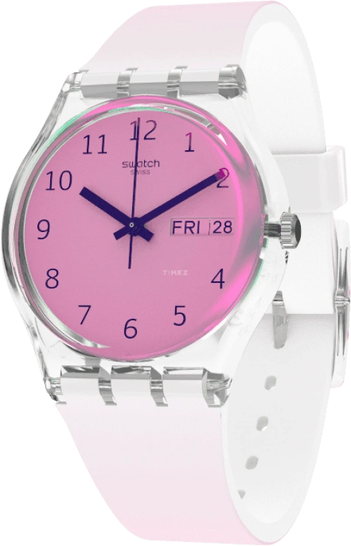 Swatch,Originals 34mm,34mm,Plastic,Pink,Sapphire,Crystal Glass,GE719