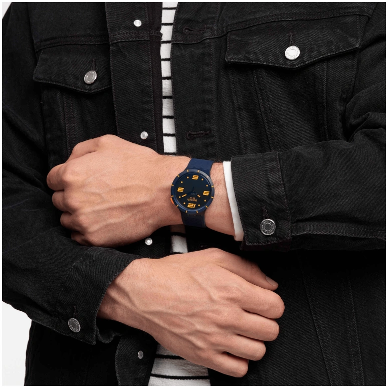 Swatch,THE BOLD 47mm,47mm,Plastic,Blue,Closed,SO27N110