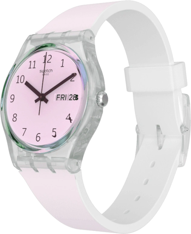 Swatch,Originals 34mm,34mm,Plastic,Pink,Green,Sapphire,Crystal Glass,GE714