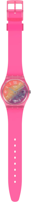 Swatch,Originals 34mm,34mm,Plastic,Multi-Color,Quartz,Tonneau,Pink,GP174