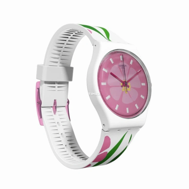 Swatch,Originals 34mm,34mm,Plastic,Pink Red,Quartz,Tonneau,White,GZ304