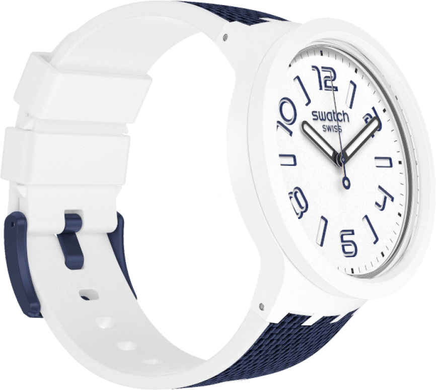 Swatch,THE BOLD 47mm,47mm,Plastic,White,Sapphire,Crystal Glass,Closed,SO27W102