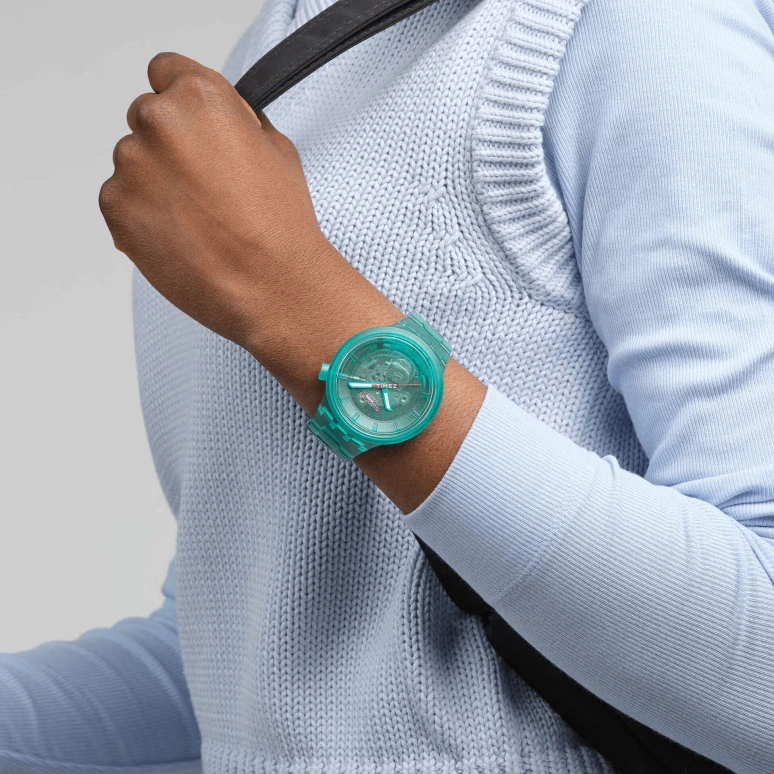 Swatch,THE BOLD 47mm,47mm,Bio-sourced,Green,Quartz,Sapphire,Crystal Glass,Round,SB05L101