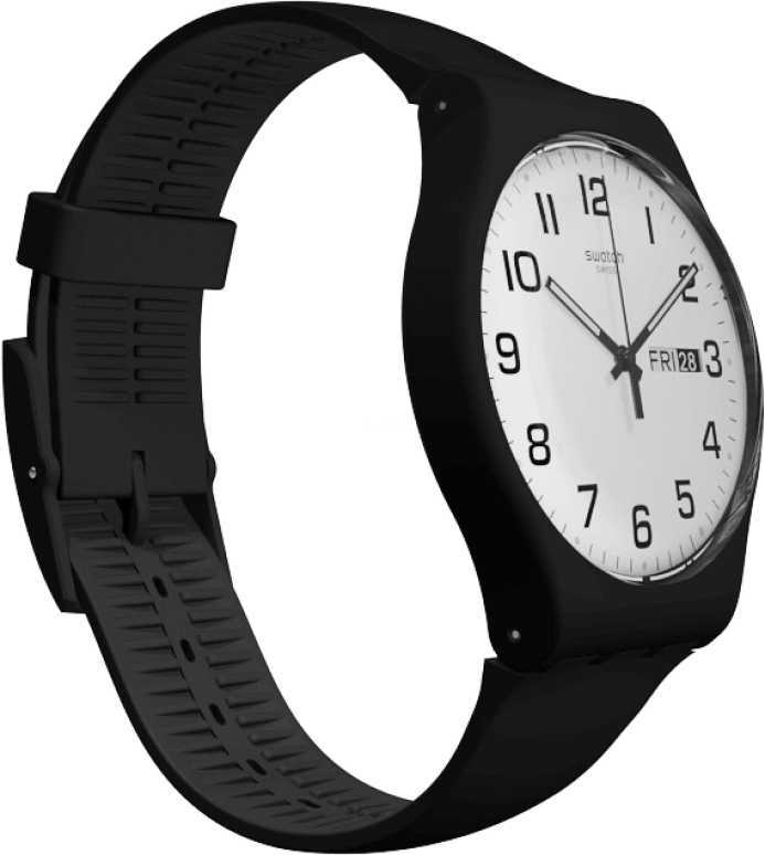 Swatch,CLASSIC 41mm,41mm,Plastic,White,Quartz,Date,Day,SUOB705