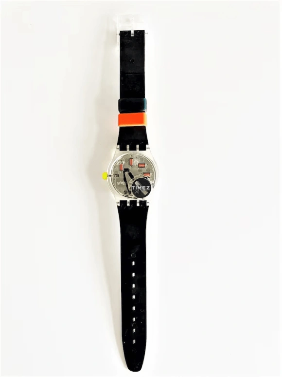 Swatch,Other 34mm,34mm,Plastic,Black,Grey,Orange,Quartz,Sapphire,Crystal Glass,Tonneau,SSK100