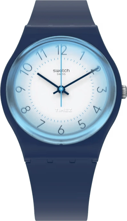 Swatch,Originals 34mm,34mm,Plastic,White,Quartz,Tonneau,Blue,GN279