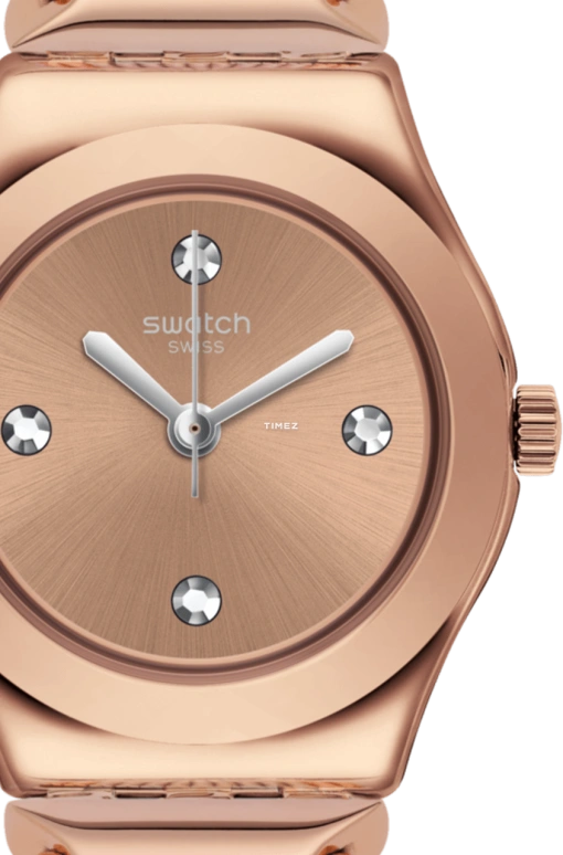 Swatch,IRONY 25mm,25mm,Stainless Steel,Gold,Quartz,Tonneau,Rose Gold,YSG165G