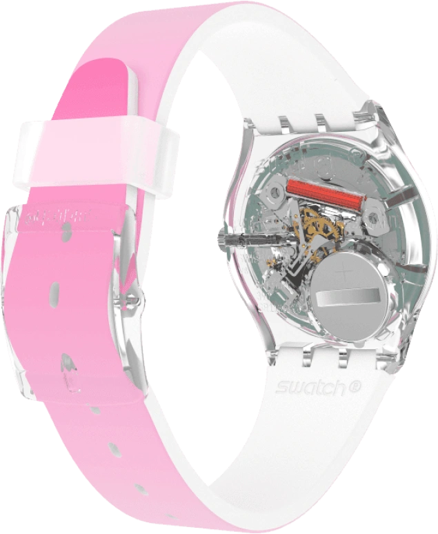 Swatch,Originals 34mm,34mm,Plastic,Pink,Sapphire,Crystal Glass,GE719