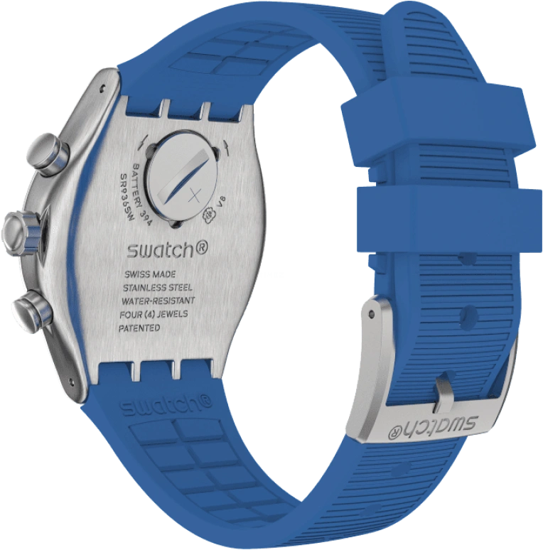 Swatch,IRONY 43mm,43mm,Stainless Steel,Black,Silver,Blue,Minutes,YVS485