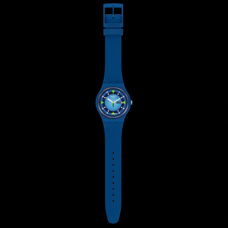 Swatch,Other 41mm,41mm,Bio-sourced,Blue,Quartz,Date,Day,SO29N701