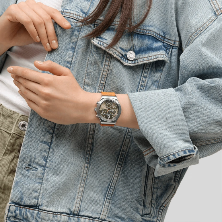 Swatch,IRONY 43mm,43mm,Stainless Steel,Brown,Green,Quartz,Chronograph,Round,YVS101