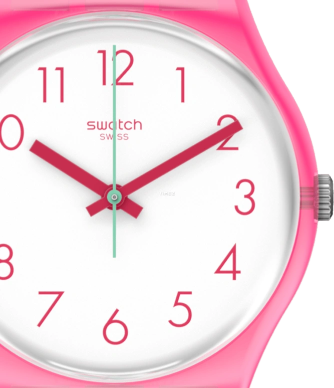 Swatch,Originals 34mm,34mm,Plastic,White,Quartz,Tonneau,Pink,GP171