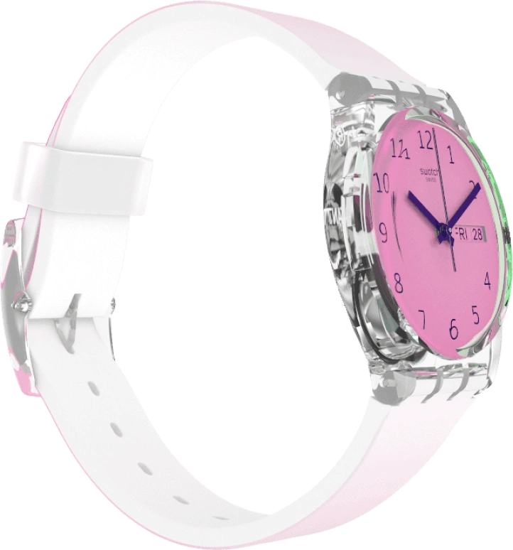 Swatch,Originals 34mm,34mm,Plastic,Pink,Sapphire,Crystal Glass,GE719