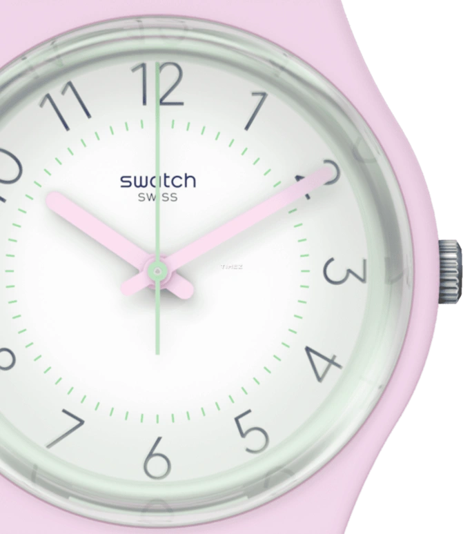 Swatch,Originals 34mm,34mm,Plastic,White,Quartz,Tonneau,Pink,GP175