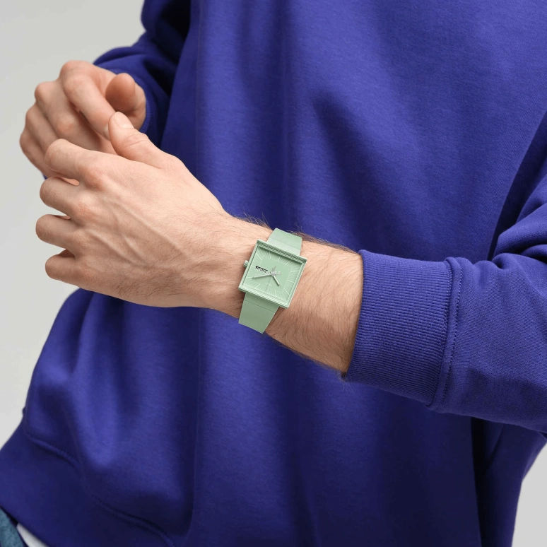 Swatch,Originals 41.80mm,41.80mm,Bioceramic,Green,Quartz,Date,Day,SO34G701