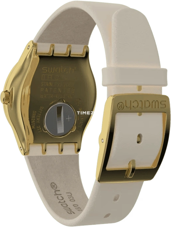 Swatch,IRONY 33mm,33mm,Stainless Steel,White,Quartz,Tonneau,Gold,YLG137