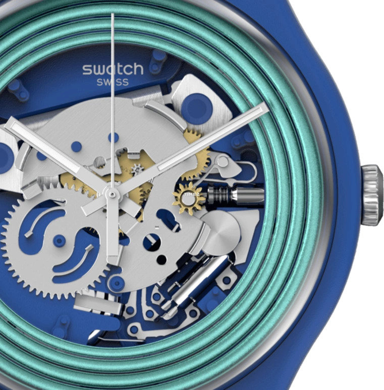 Swatch,Originals 41mm,41mm,Bio-sourced,Blue,Skeleton,Quartz,Sapphire,Crystal Glass,Round,SO29N103,SO29N103-5300