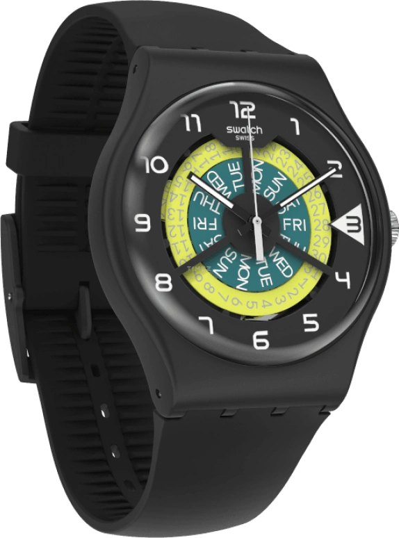 Swatch,Originals 41mm,41mm,Plastic,Black,Sapphire,Crystal Glass,Closed,SUOB732