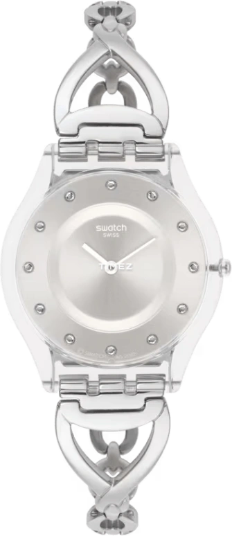 Swatch,CLASSIC 34mm,34mm,Plastic,Grey,Quartz,Round,Transparent,SFK371G