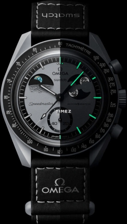 Swatch,MoonSwatch 42mm,42mm,Bioceramic,Grey,Quartz,Chronograph,Moonphase,Earth phase,SO33M700