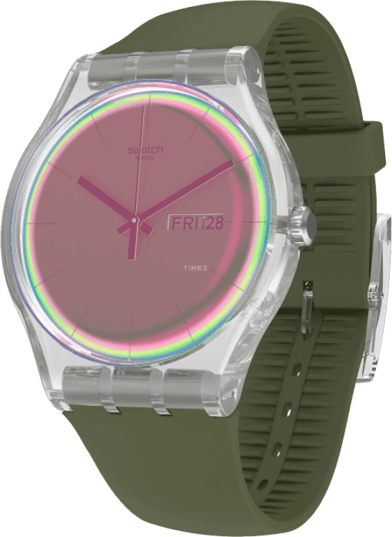 Swatch,Originals 41mm,41mm,Plastic,Pink,Quartz,Sapphire,Crystal Glass,Round,SUOK714