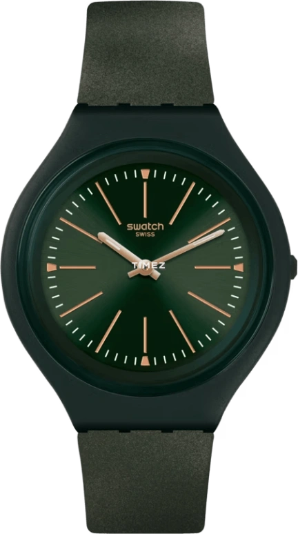 Swatch,SKIN 40mm,40mm,Plastic,Green,Quartz,Sapphire,Crystal Glass,Tonneau,SVUG100
